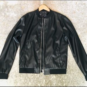 Zara Leather Bomber Jacket